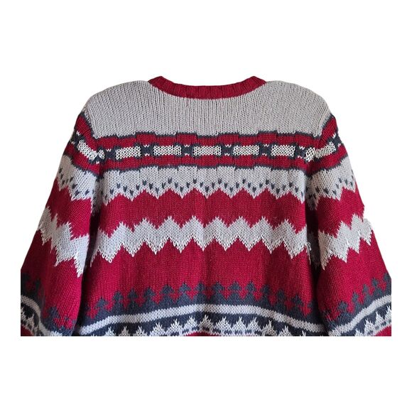 VALERIE STEVENS Women Petite L PL Cardigan Sweater Zip Red Gray Wool Angora 42" - Picture 5 of 6